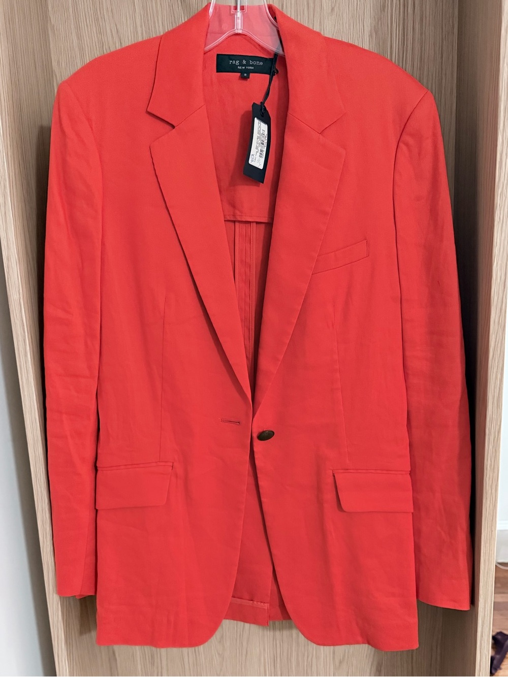 rag & bone Ames Linen Orange Flame Single-Button Blazer